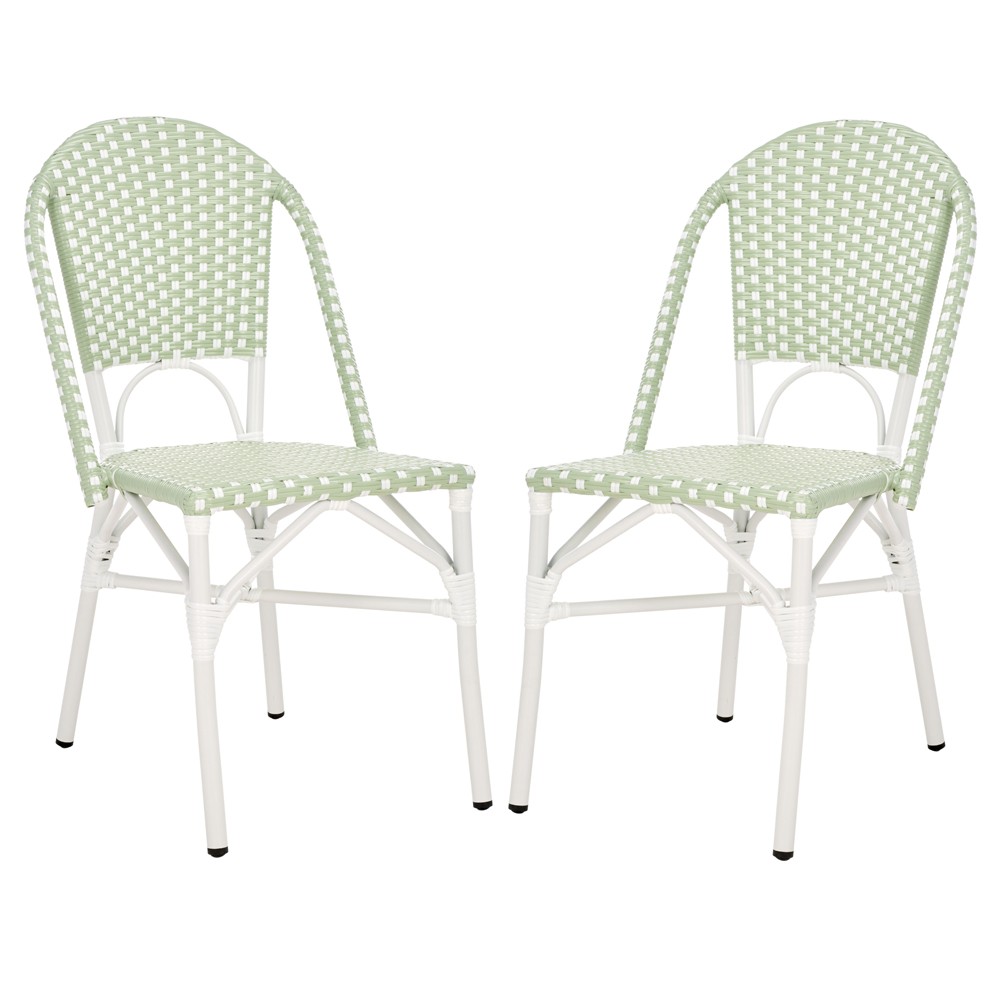 Harley Modern Classic Green Woven Outdoor Bistro Chair - Set of 2|