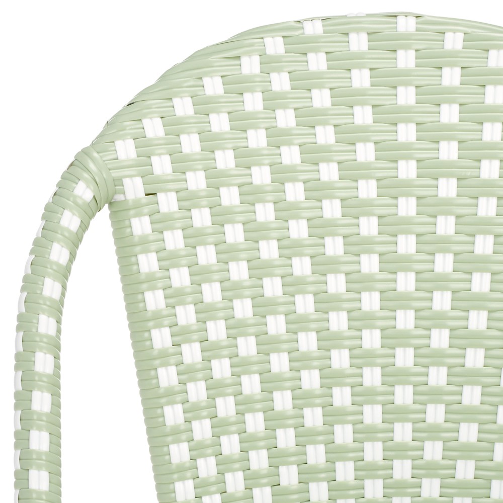 Harley Modern Classic Green Woven Outdoor Bistro Chair - Set of 2|