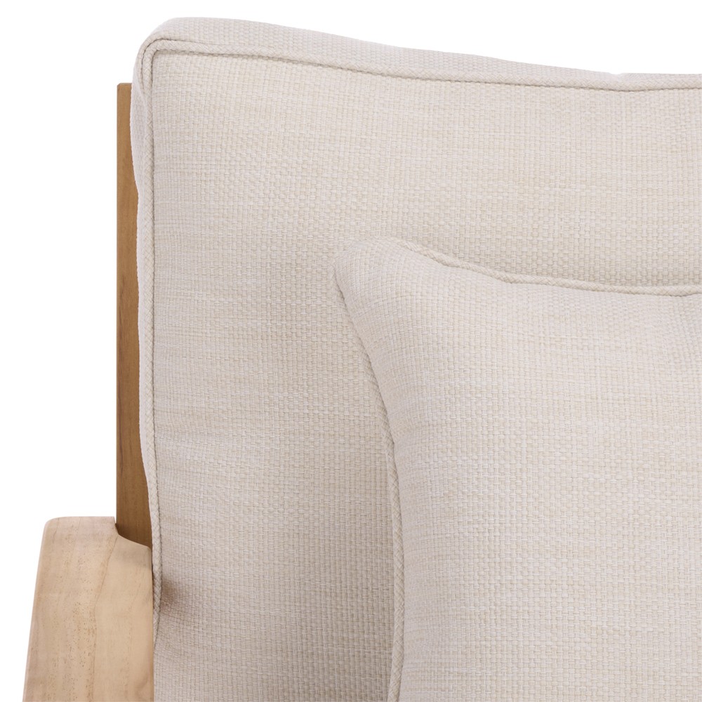 Camila Coastal Beach Off White Cushion Natural Teak Outdoor Lounge Arm Chair|