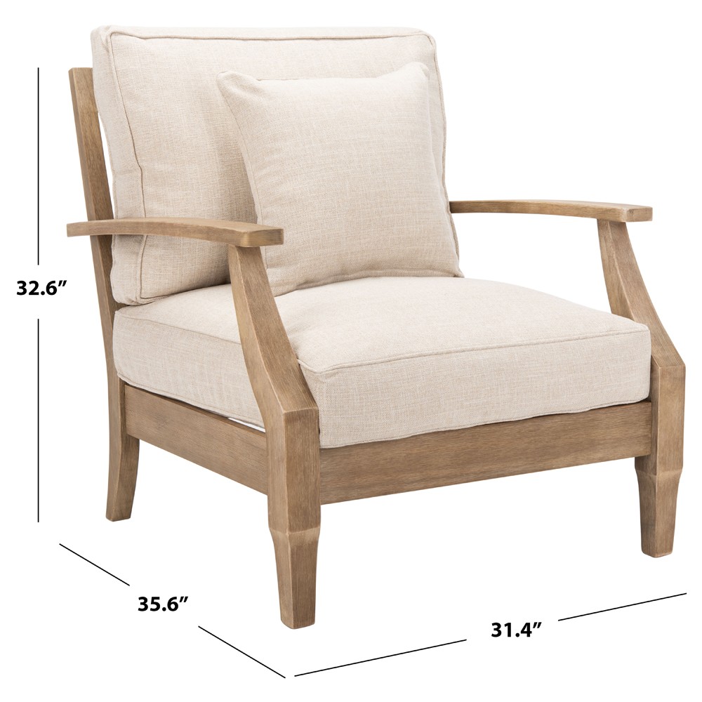 Camila Coastal Beach Beige Outdoor Lounge Arm Chair|