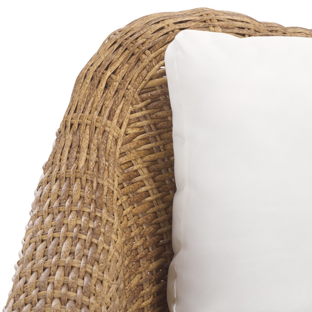 Kylie Coastal Beach Brown Woven Wicker Outdoor Lounge Arm Chair|