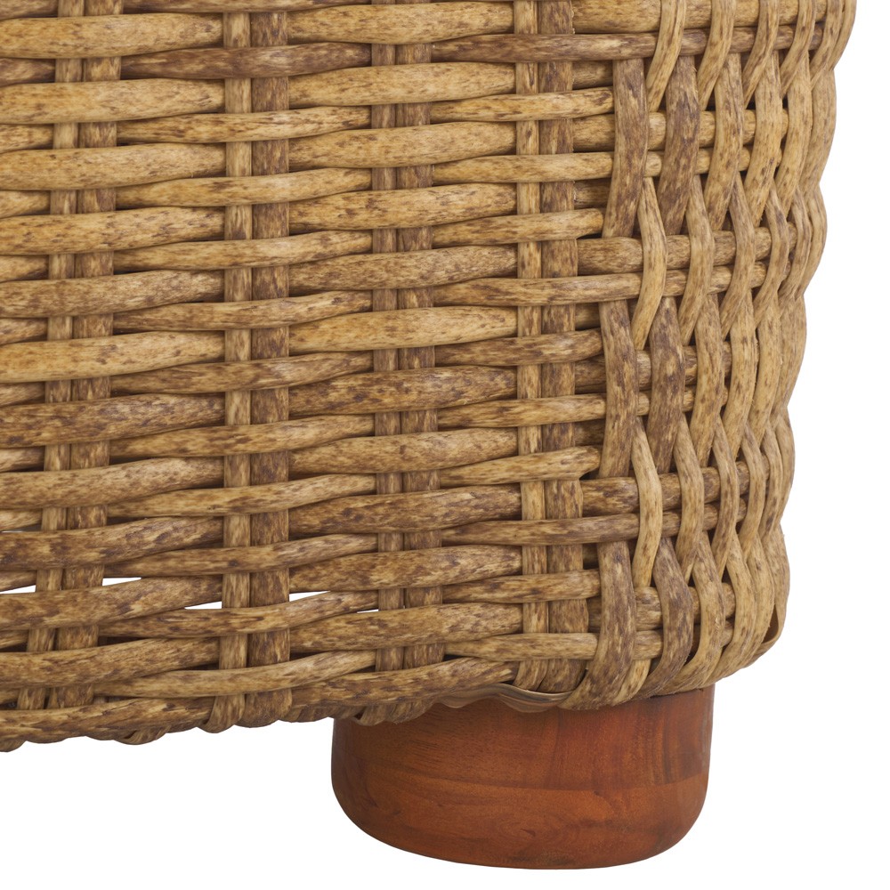 Kylie Coastal Beach Brown Woven Wicker Outdoor Lounge Arm Chair|