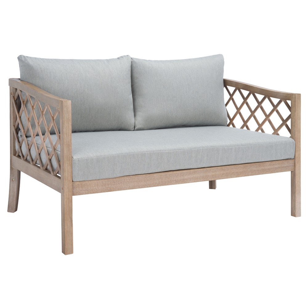 Sandy Coastal Beach Brown Wood Outdoor Sofa - 56"|
