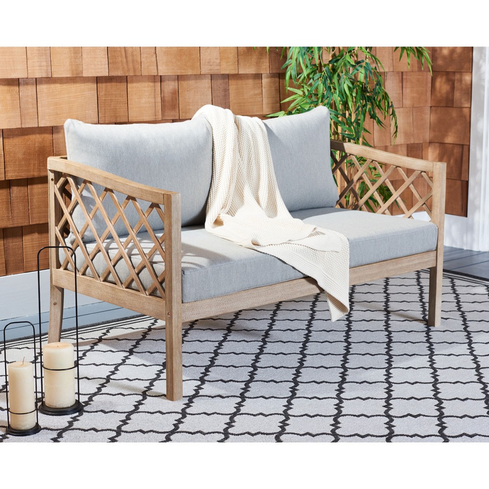 Sandy Coastal Beach Brown Wood Outdoor Sofa - 56"|