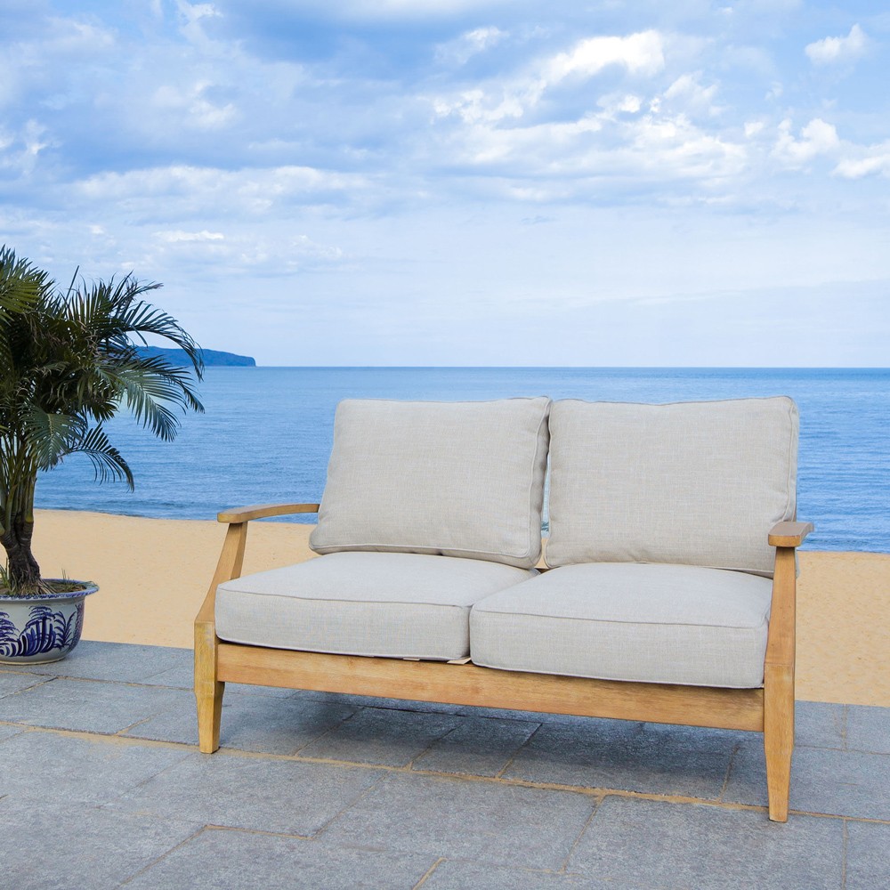 Camila Coastal Beach Beige Outdoor Loveseat|
