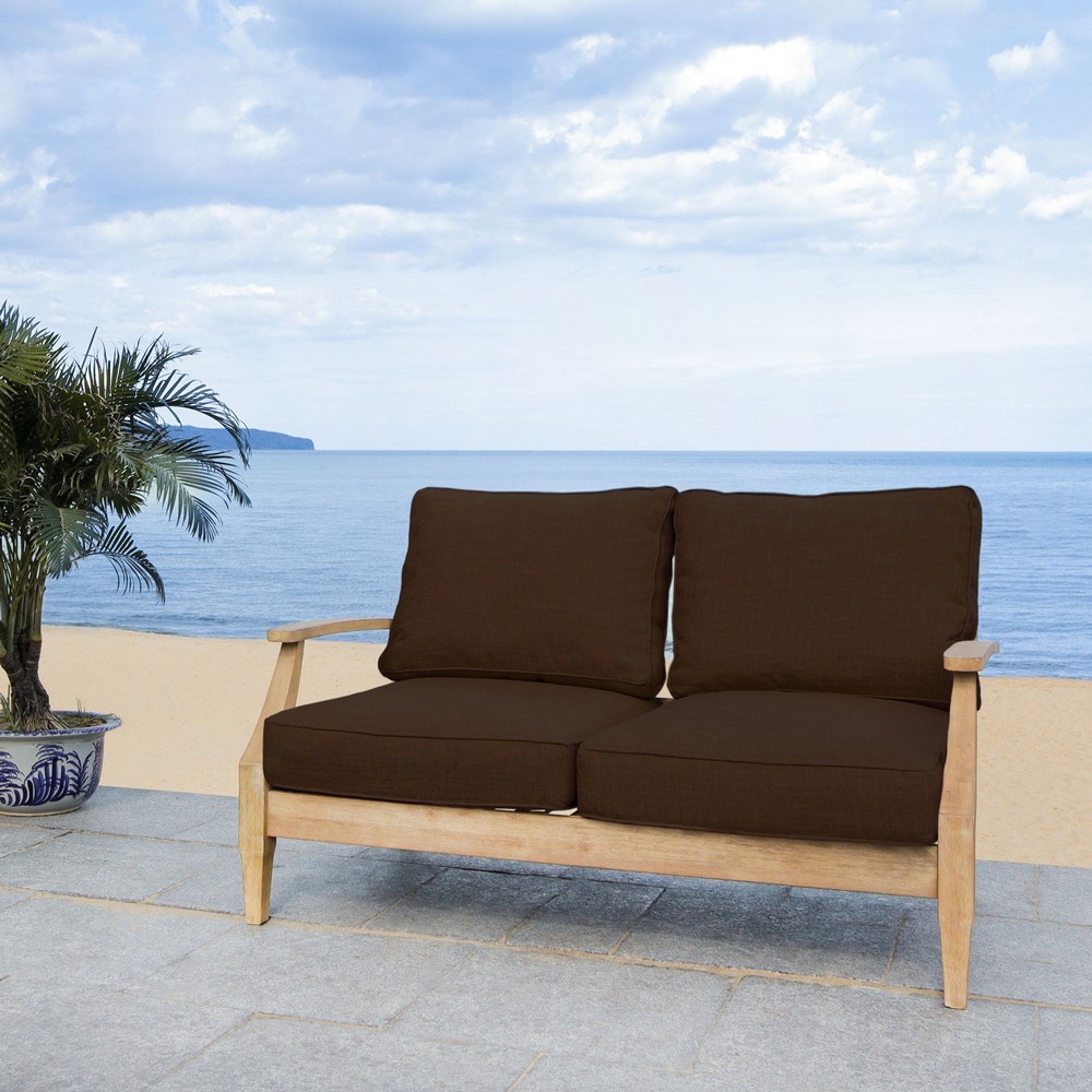 Camila Coastal Beach Dark Brown Outdoor Loveseat|