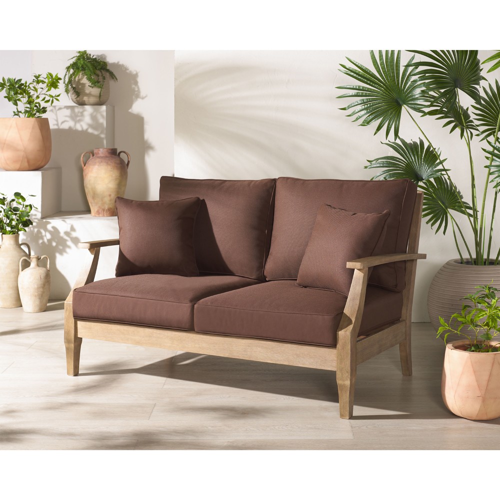 Camila Coastal Beach Dark Brown Outdoor Loveseat|