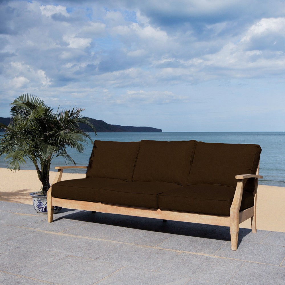 Camila Coastal Beach Dark Brown Outdoor Sofa - 82"|