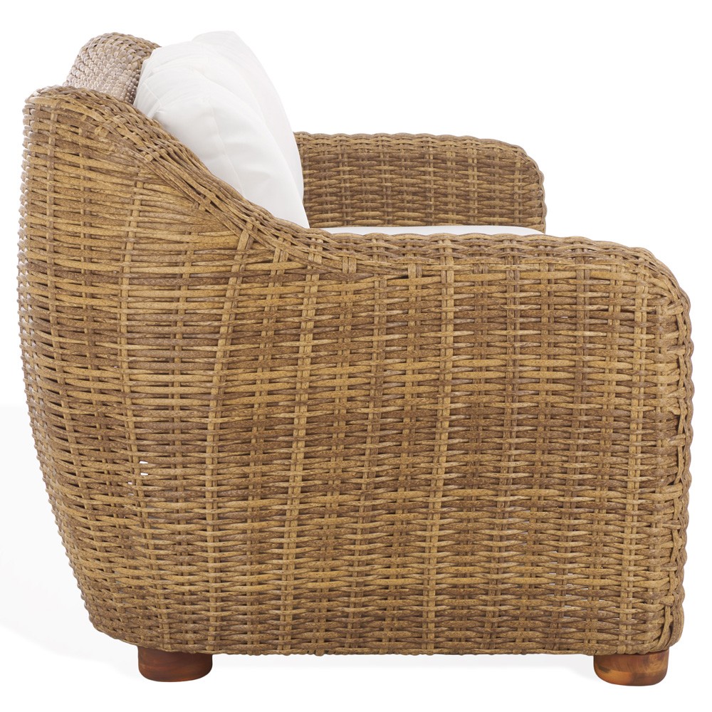 Kylie Coastal Beach Brown Woven Wicker Outdoor Sofa - 81"|