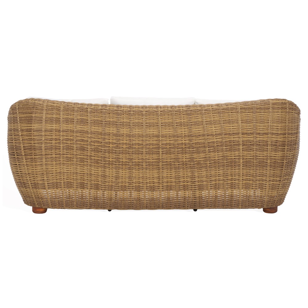 Kylie Coastal Beach Brown Woven Wicker Outdoor Sofa - 81"|