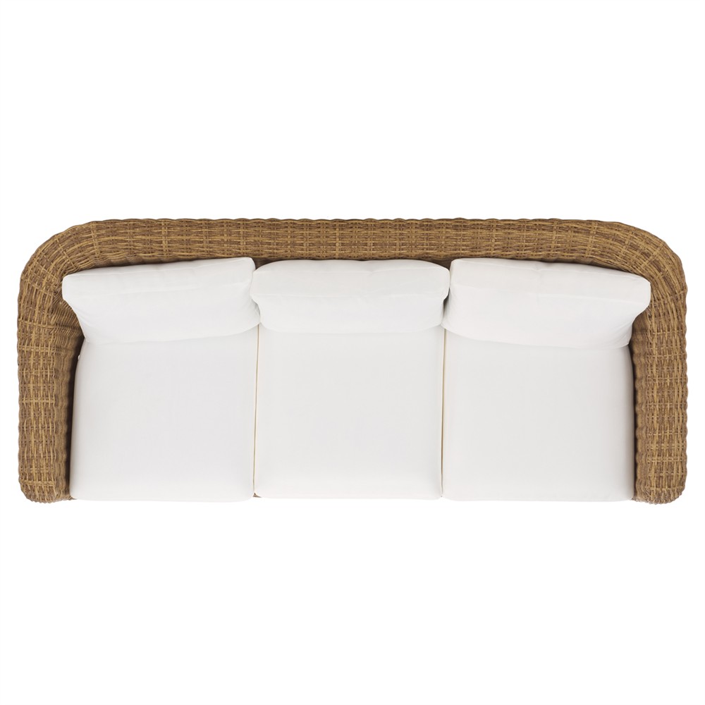 Kylie Coastal Beach Brown Woven Wicker Outdoor Sofa - 81"|