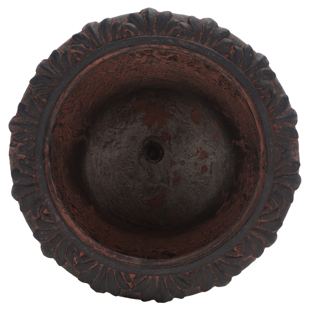 Romy French Country Brown Round Outdoor Pot Planter|