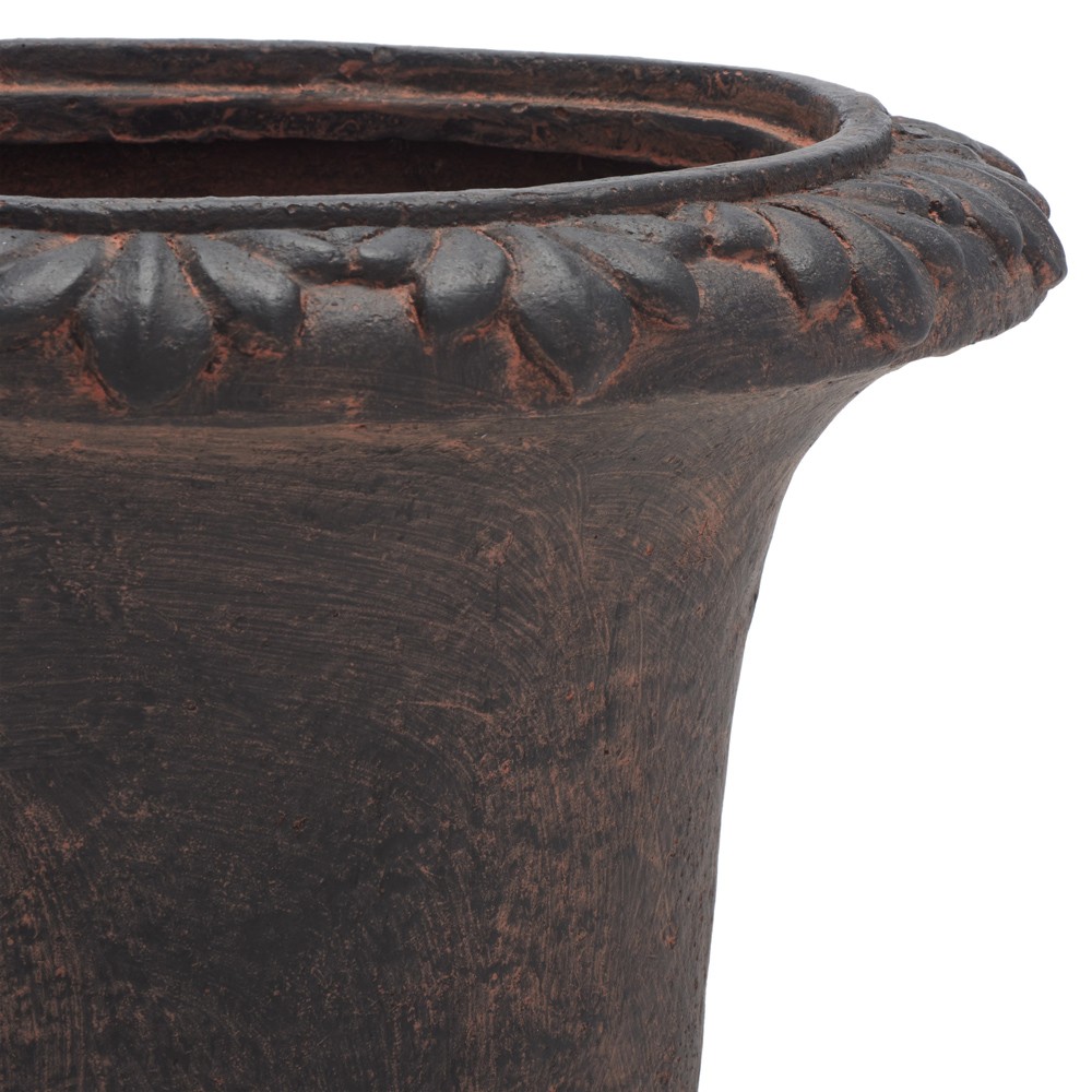 Romy French Country Brown Round Outdoor Pot Planter|