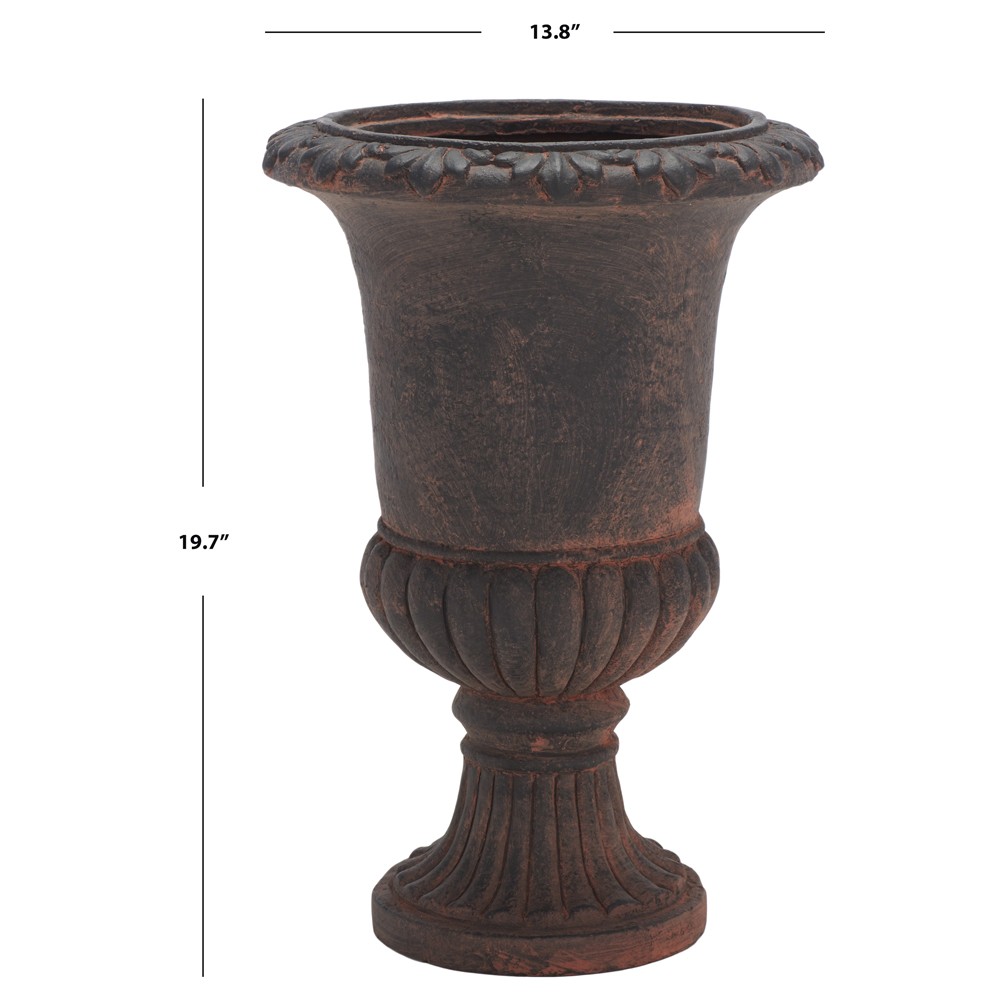 Romy French Country Brown Round Outdoor Pot Planter|