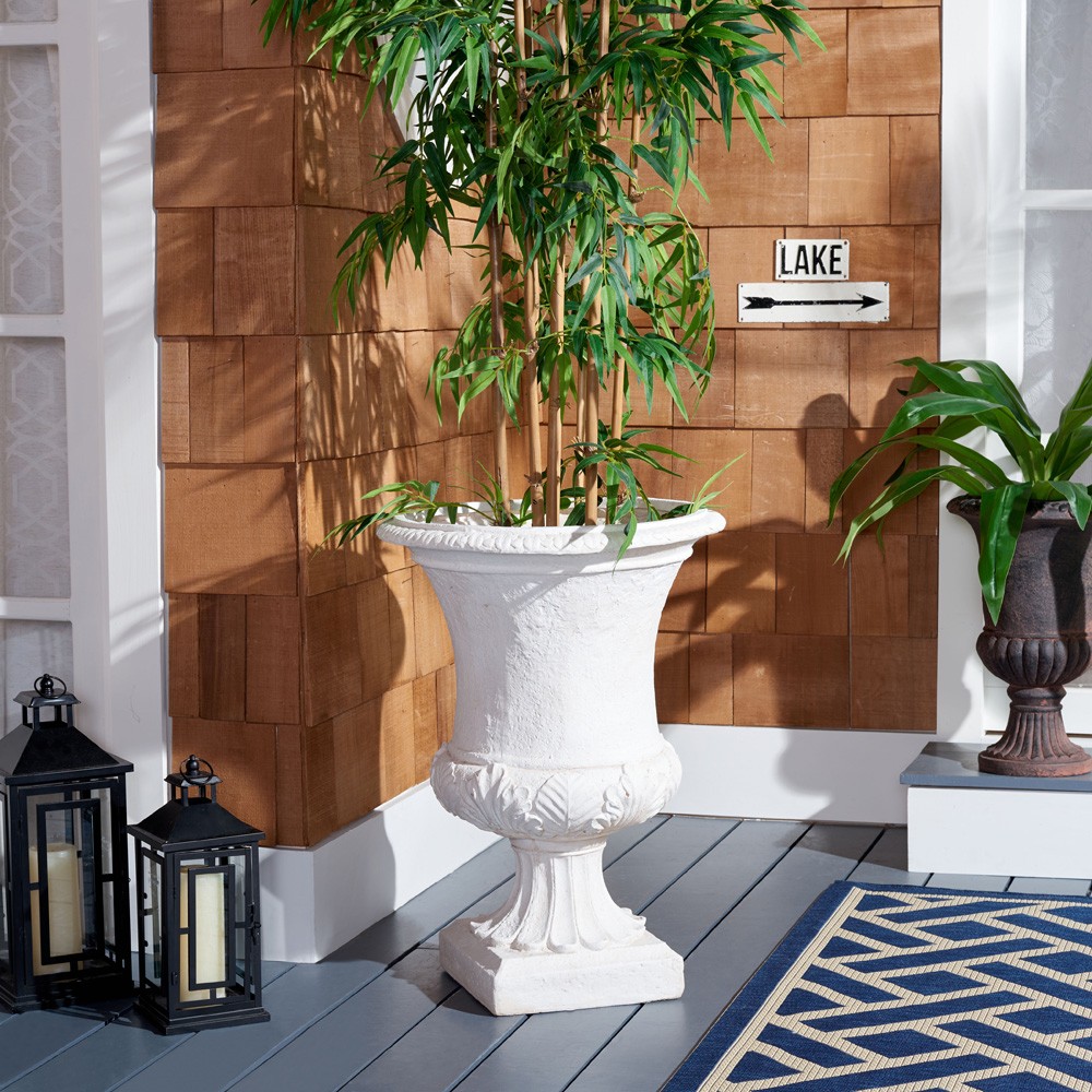 Elodie French Country Off White Round Outdoor Pot Planter|