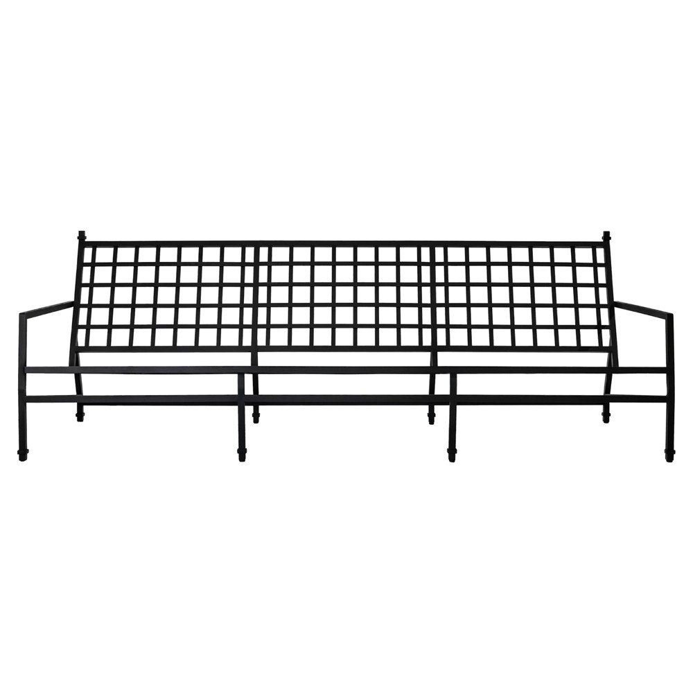 Eterna Updated Traditional Cream Upholstered Black Aluminum Outdoor Sofa - 100"|