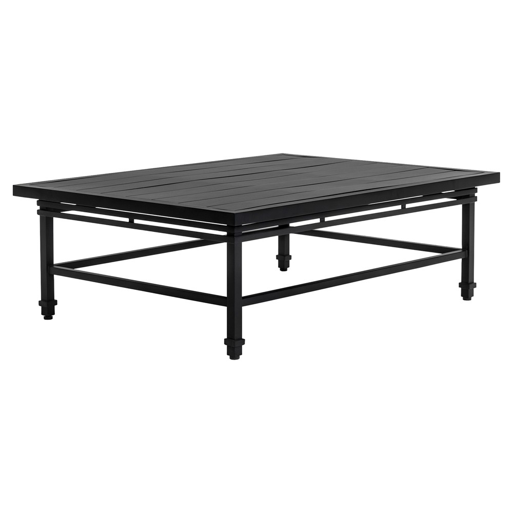 Eterna Updated Traditional Black Aluminum Rectangular Outdoor Coffee Table|