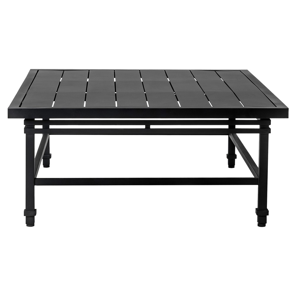 Eterna Updated Traditional Black Aluminum Rectangular Outdoor Coffee Table|