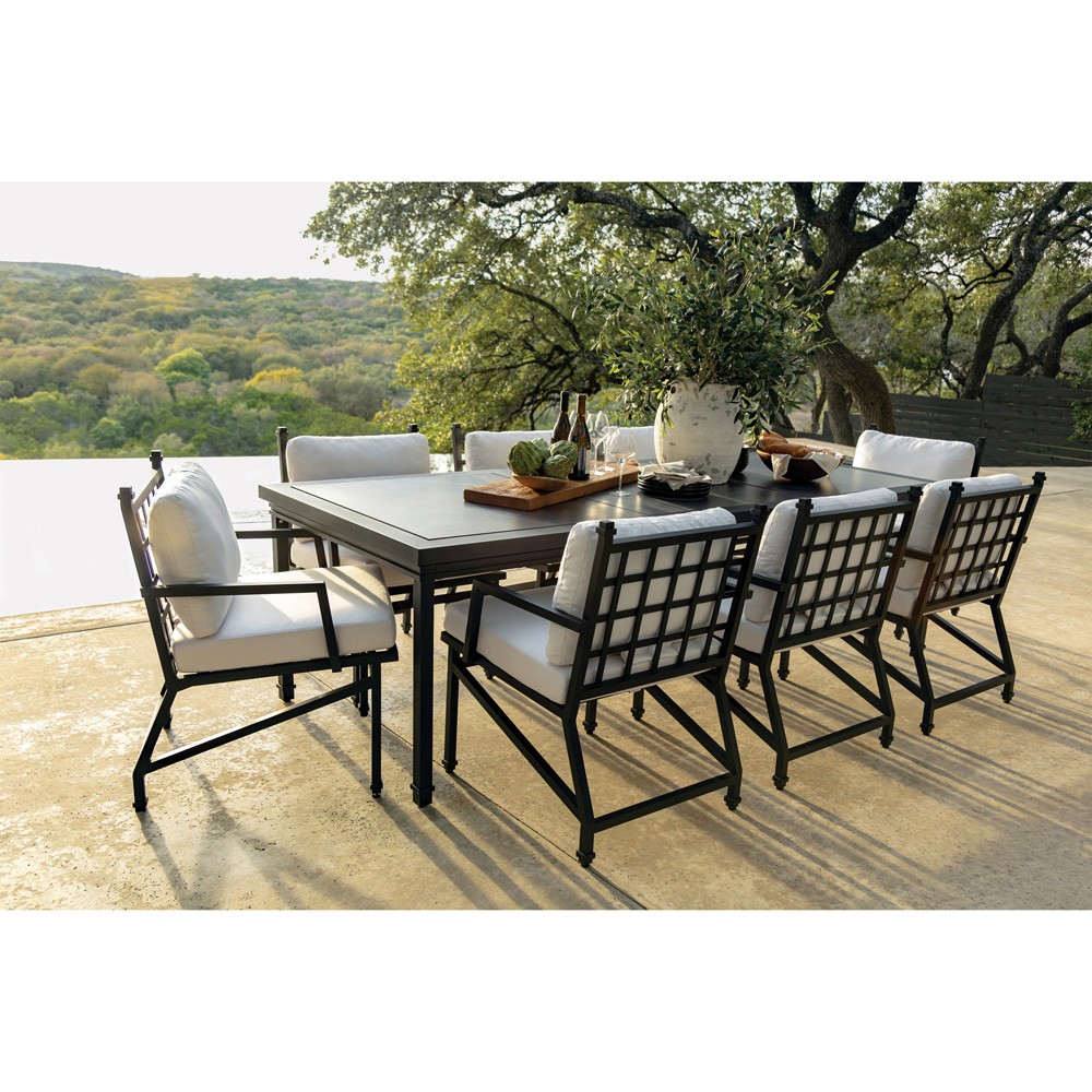 Eterna Traditional Cream Upholstered Black Aluminum Outdoor Dining Chair - Set of 2|