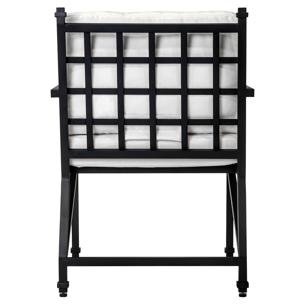 Eterna Traditional Cream Upholstered Black Aluminum Outdoor Dining Chair - Set of 2|