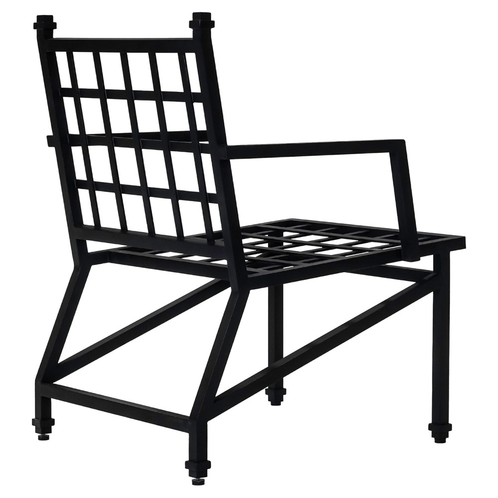 Eterna Traditional Cream Upholstered Black Aluminum Outdoor Dining Chair - Set of 2|
