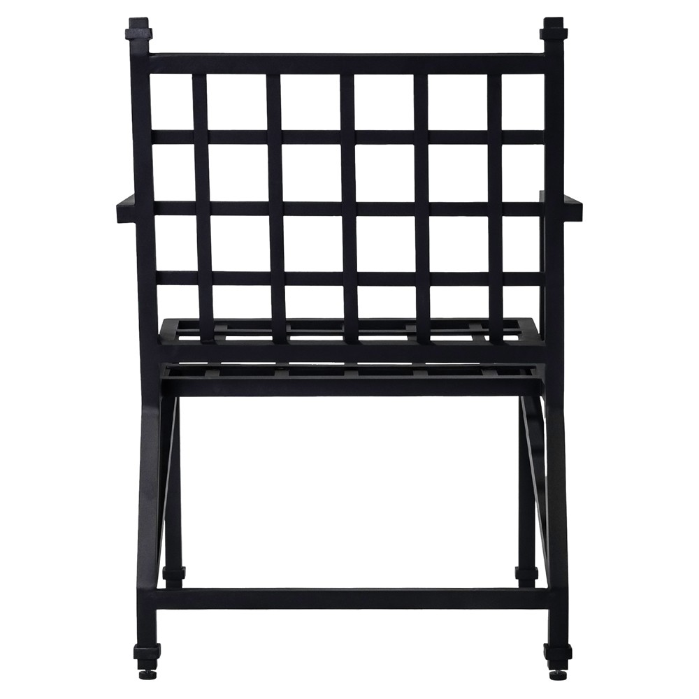 Eterna Traditional Cream Upholstered Black Aluminum Outdoor Dining Chair - Set of 2|