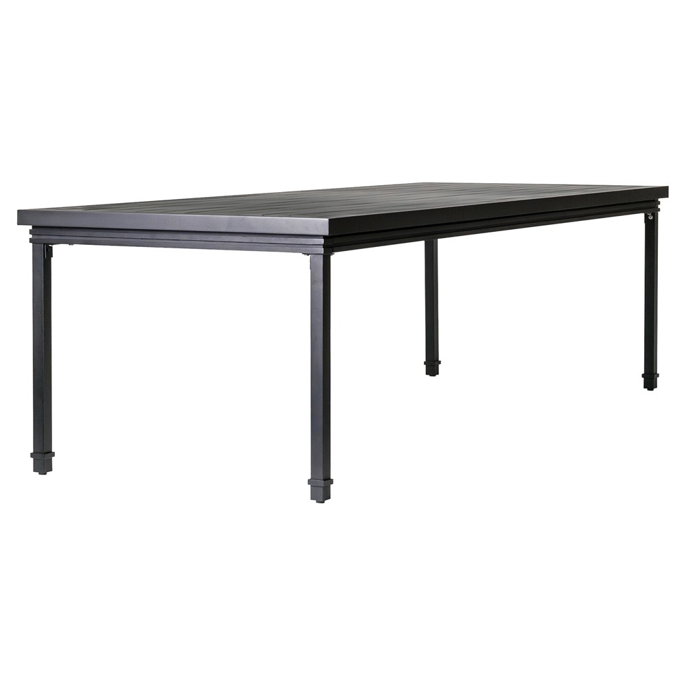 Eterna Updated Traditional Black Aluminum Rectangular Outdoor Dining Table - 102"|