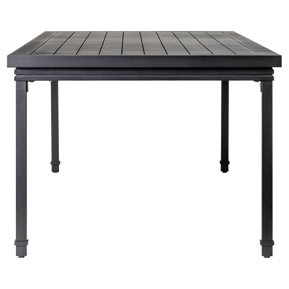 Eterna Updated Traditional Black Aluminum Rectangular Outdoor Dining Table - 102"|