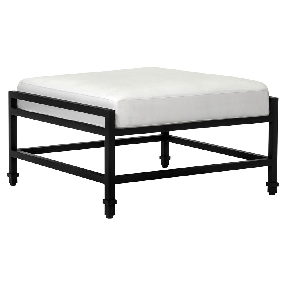 Eterna Traditional Cream Upholstered Black Aluminum Rectangular Outdoor Ottoman|