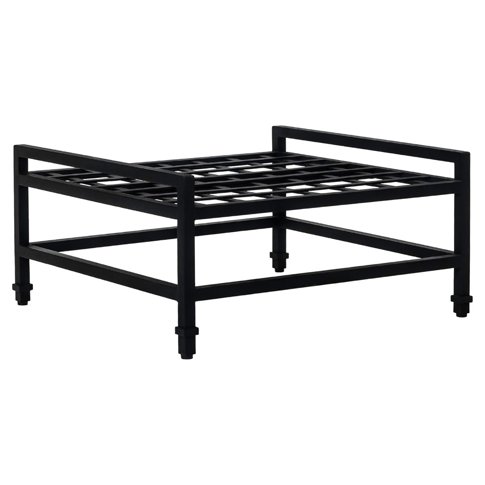 Eterna Traditional Cream Upholstered Black Aluminum Rectangular Outdoor Ottoman|