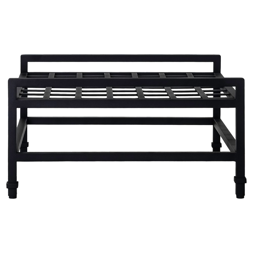 Eterna Traditional Cream Upholstered Black Aluminum Rectangular Outdoor Ottoman|