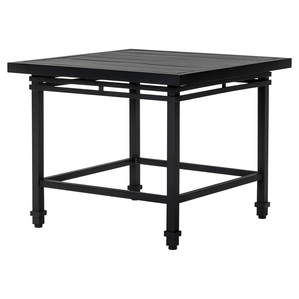 Eterna Updated Traditional Black Aluminum Square Outdoor Side Table|