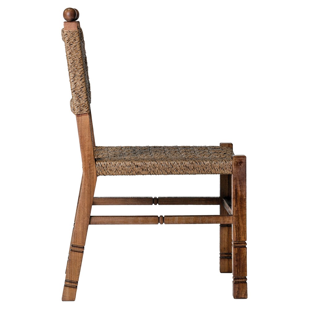 Vaterra Updated Traditional Brown Teak Rattan Outdoor Dining Chair - Set of 2|