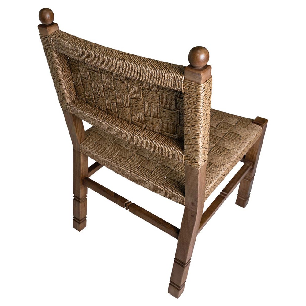 Vaterra Updated Traditional Brown Teak Rattan Outdoor Dining Chair - Set of 2|