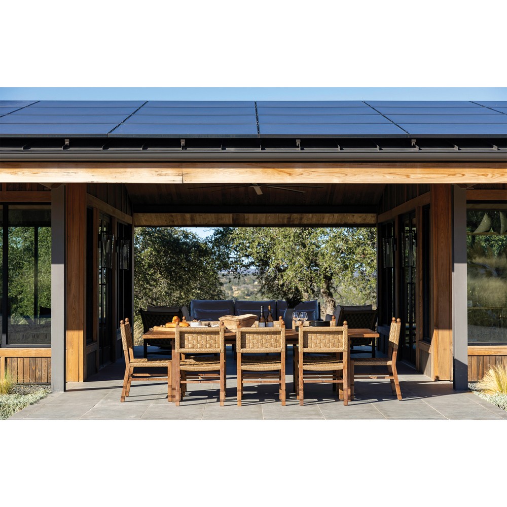 Vaterra Updated Traditional Brown Teak Rattan Outdoor Dining Chair - Set of 2|