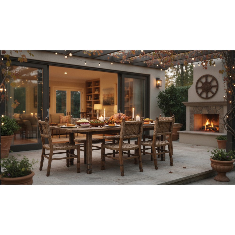 Vaterra Updated Traditional Brown Teak Rectangular Outdoor Dining Table - 102"|