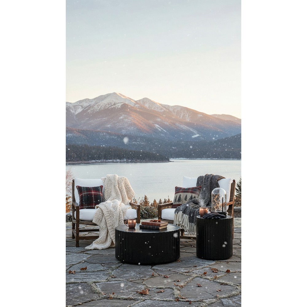 Vaterra Traditional Cream Upholstered Woven Rattan Brown Teak Outdoor Lounge Chair|