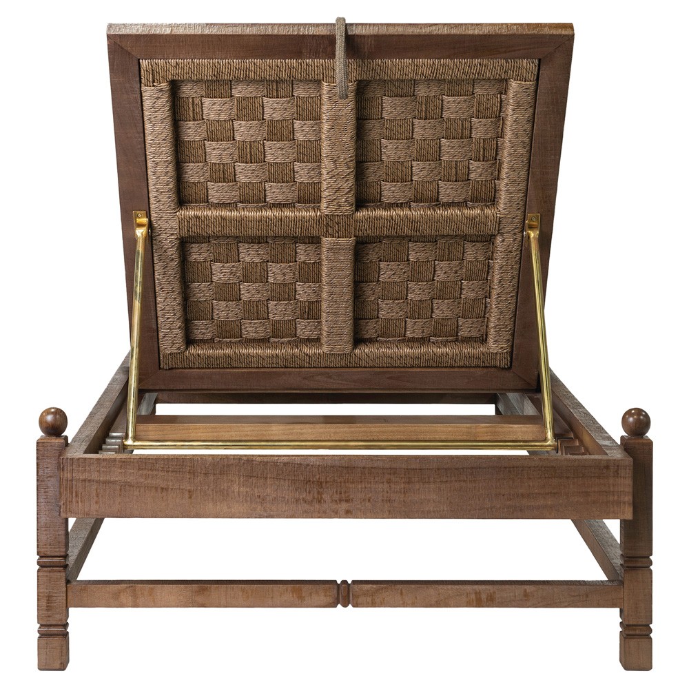Vaterra Traditional Cream Upholstered Brown Teak Outdoor Chaise - Set of 2|
