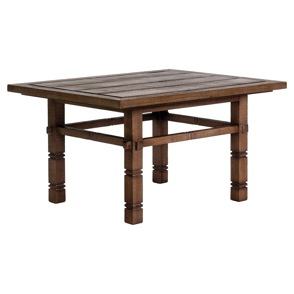 Vaterra Updated Traditional Brown Teak Rectangular Outdoor Side Table|