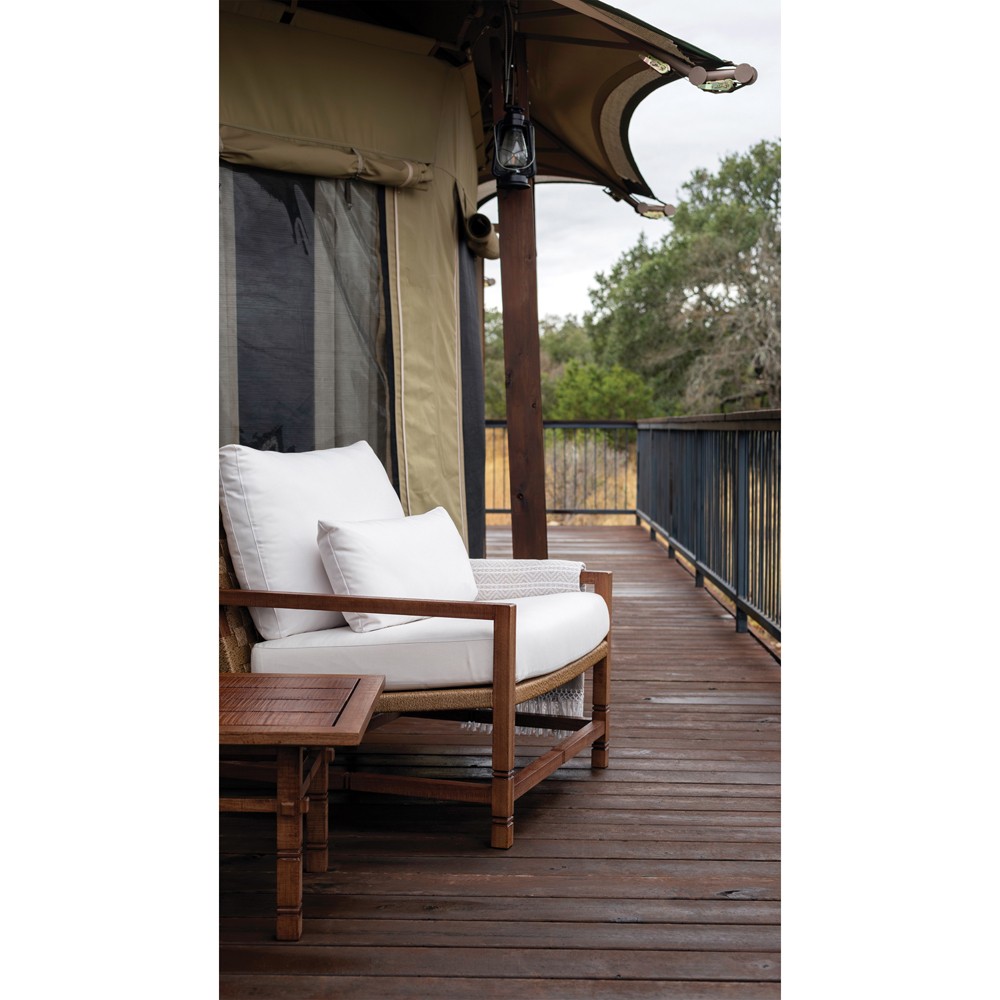 Vaterra Updated Traditional Brown Teak Rectangular Outdoor Side Table|