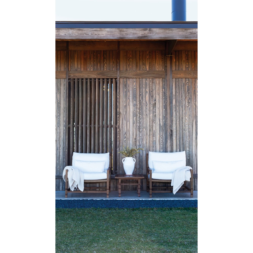 Vaterra Updated Traditional Brown Teak Rectangular Outdoor Side Table|