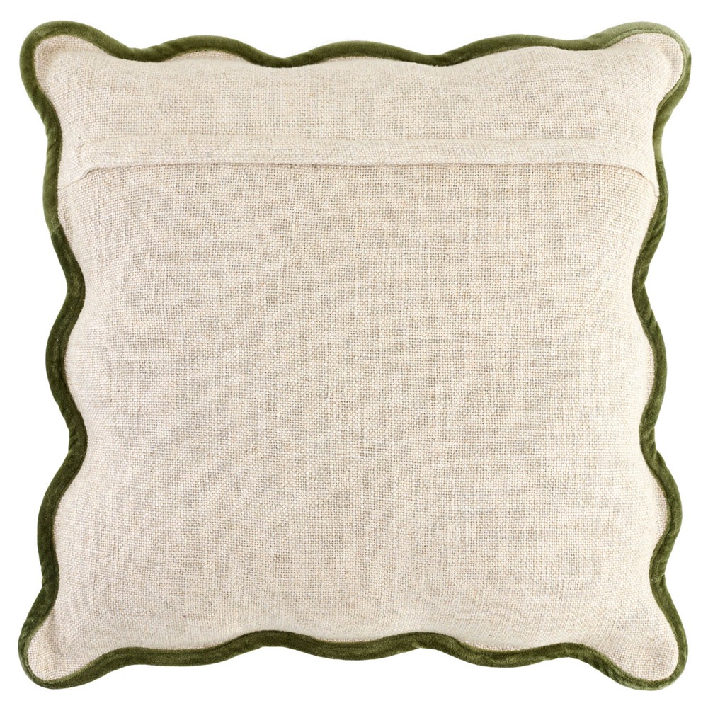Cyna Updated Traditional Green Border Scallop Throw Pillow - 22x22|