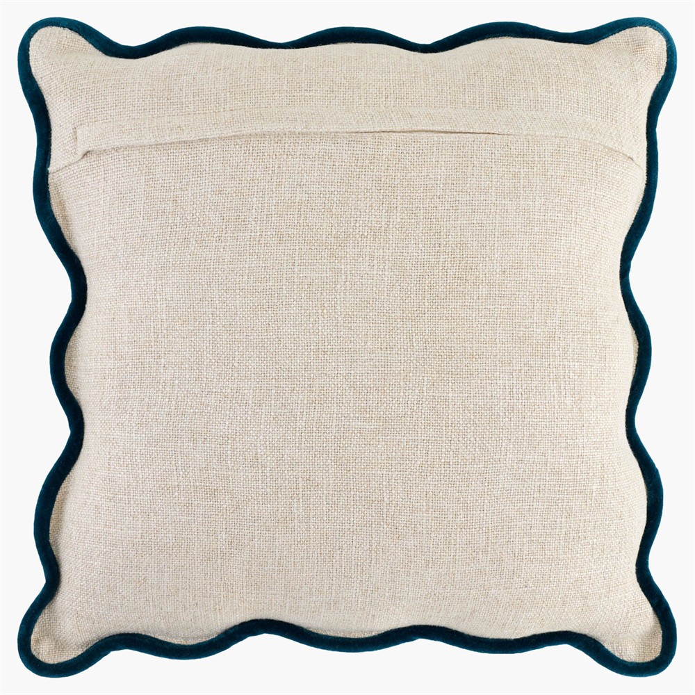 Cyna Updated Traditional Blue Border Scallop Throw Pillow - 22x22|