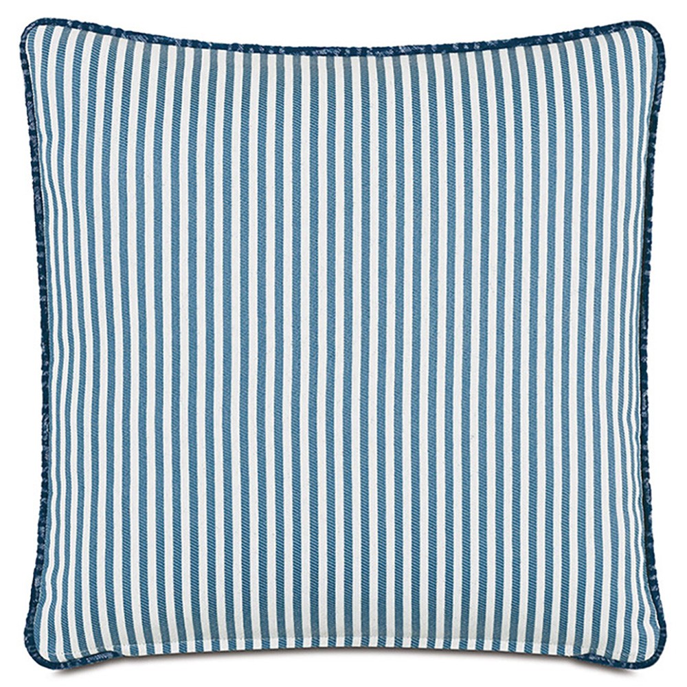 Alona Coastal Beach Blue Striped Performance Indoor Outdoor Throw Pillow - 20x20|