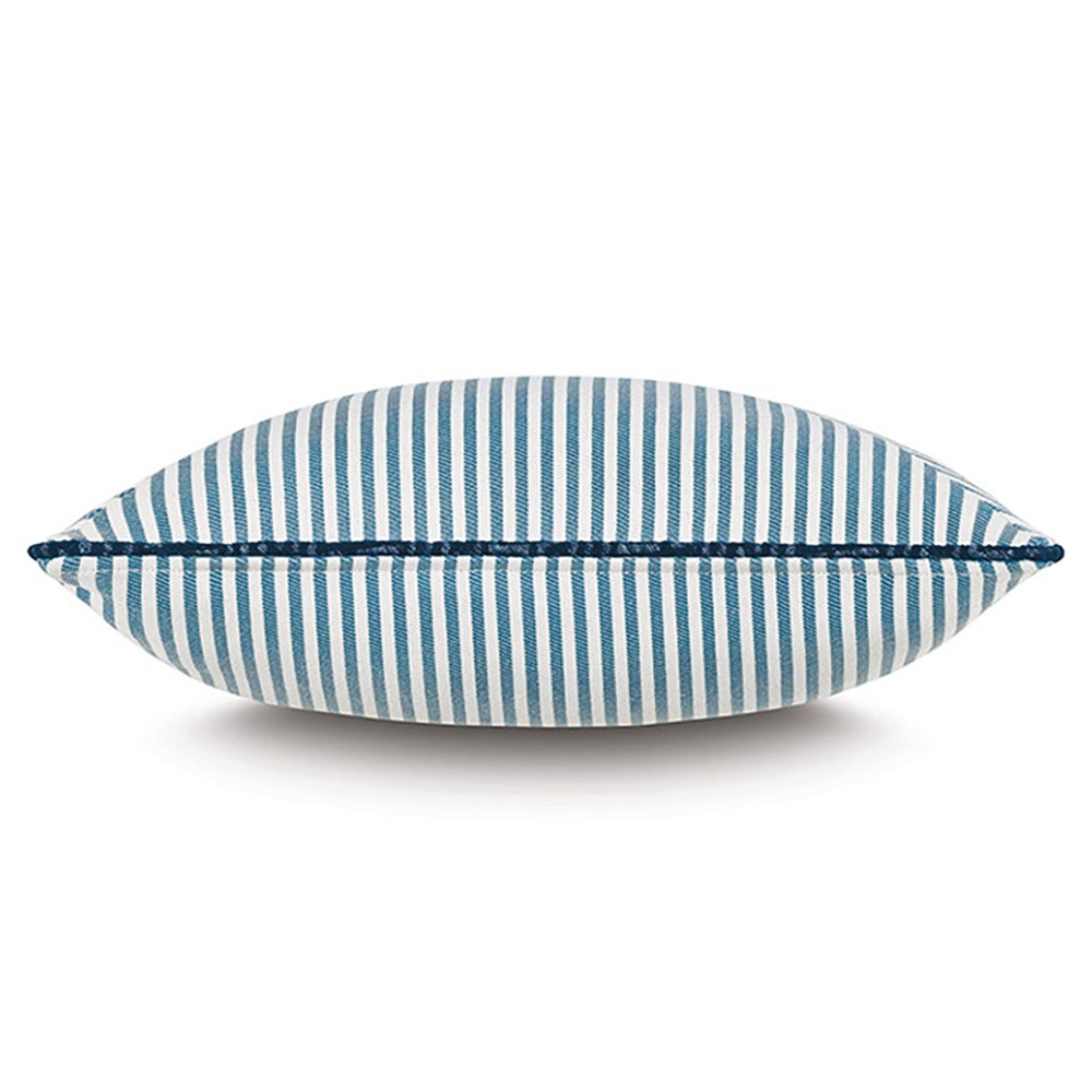Alona Coastal Beach Blue Striped Performance Indoor Outdoor Throw Pillow - 20x20|