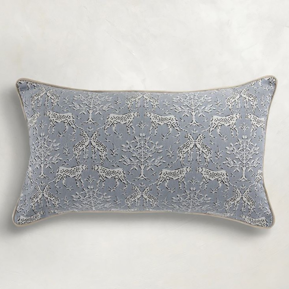 Luca Light Blue Cheetah Indoor Outdoor Lumbar Pillow - 14x24|