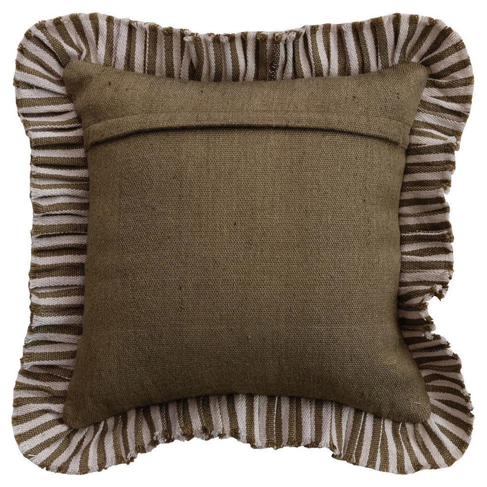 Valmere Tan Striped Ruffled Indoor Outdoor Throw Pillow -  18x18|
