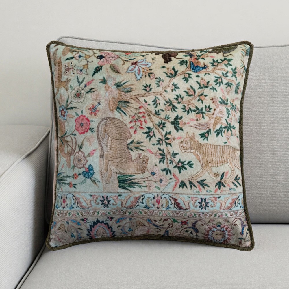 Marcell Updated Traditional Beige Velvet Safari Throw Pillow - 20x20|