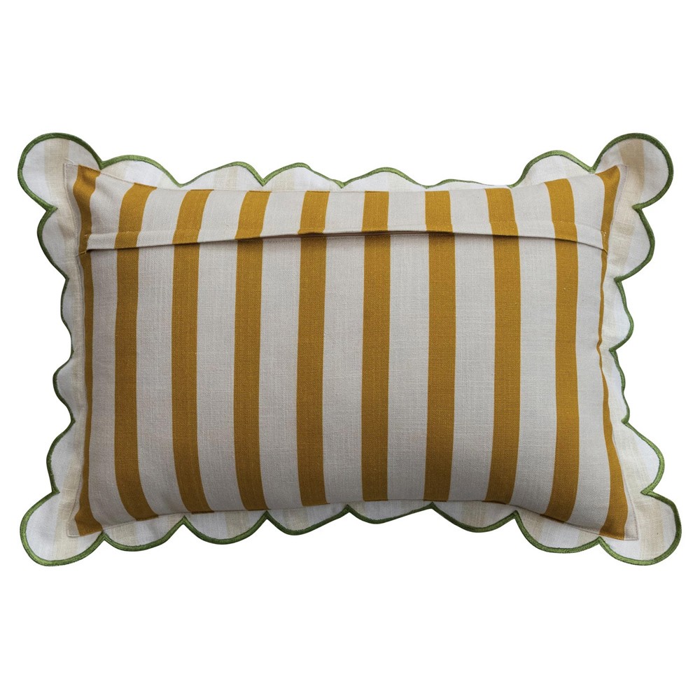 Keelin Updated Traditional Yellow Striped Scallop Lumbar Pillow - 16x24|