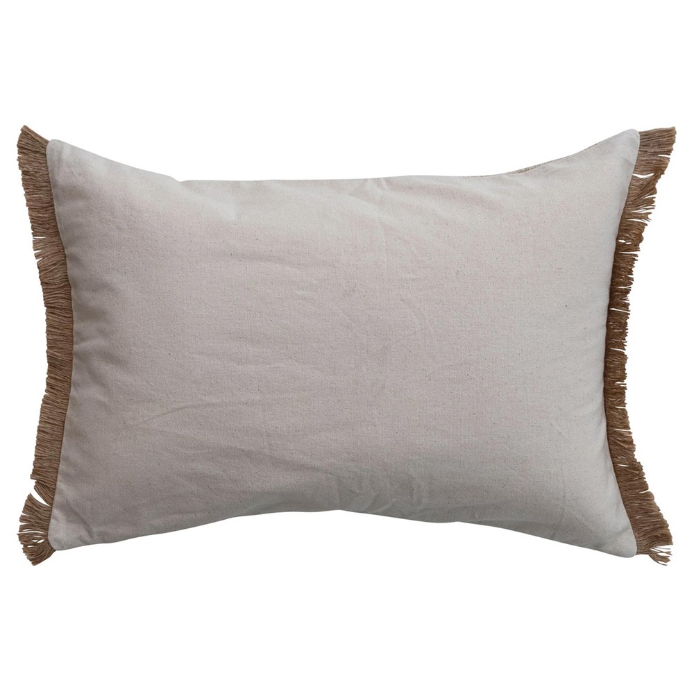 Carmont Updated Traditional Beige Embroidered Floral Lumbar Pillow - 14x20|